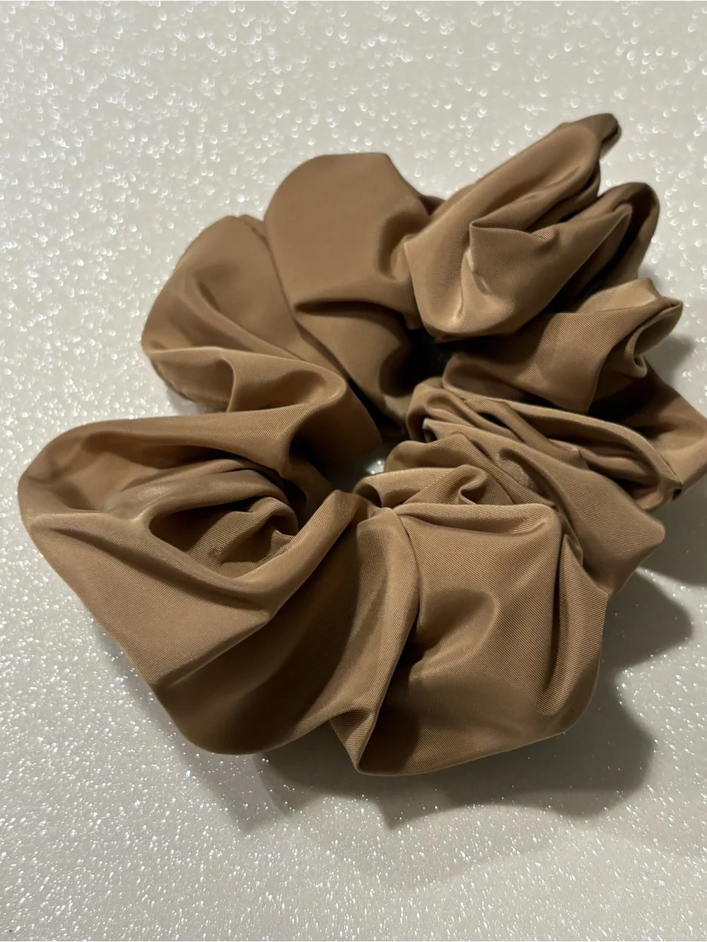 Satin Hair Scrunchie in Warm Brown
